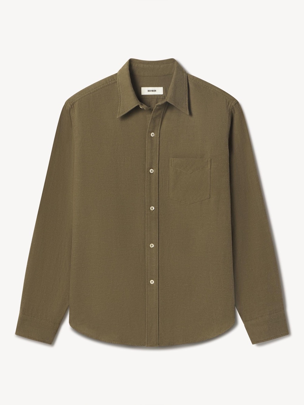 Buck Mason Olive Green Long-Sleeve Button-Down Shirt PR27-1